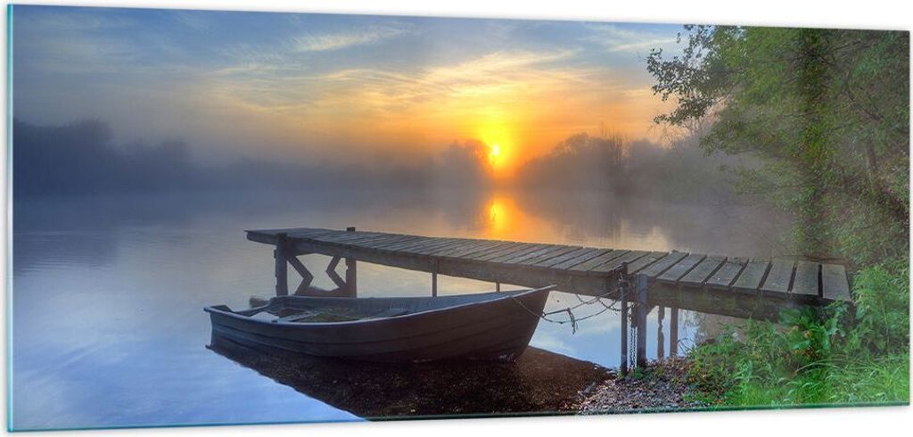 Bilder auf glas - Landschaft Meer Sommer Sonne - 100x40cm - Glasbilder - Wandbilder - Kunstdruck - zum Aufhängen bereit - Wanddekoration aus Glas ...
