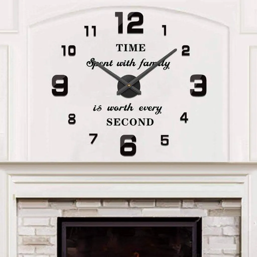 Horloge murale DIY silencieuse - Design 3D autocollant effet miroir argent