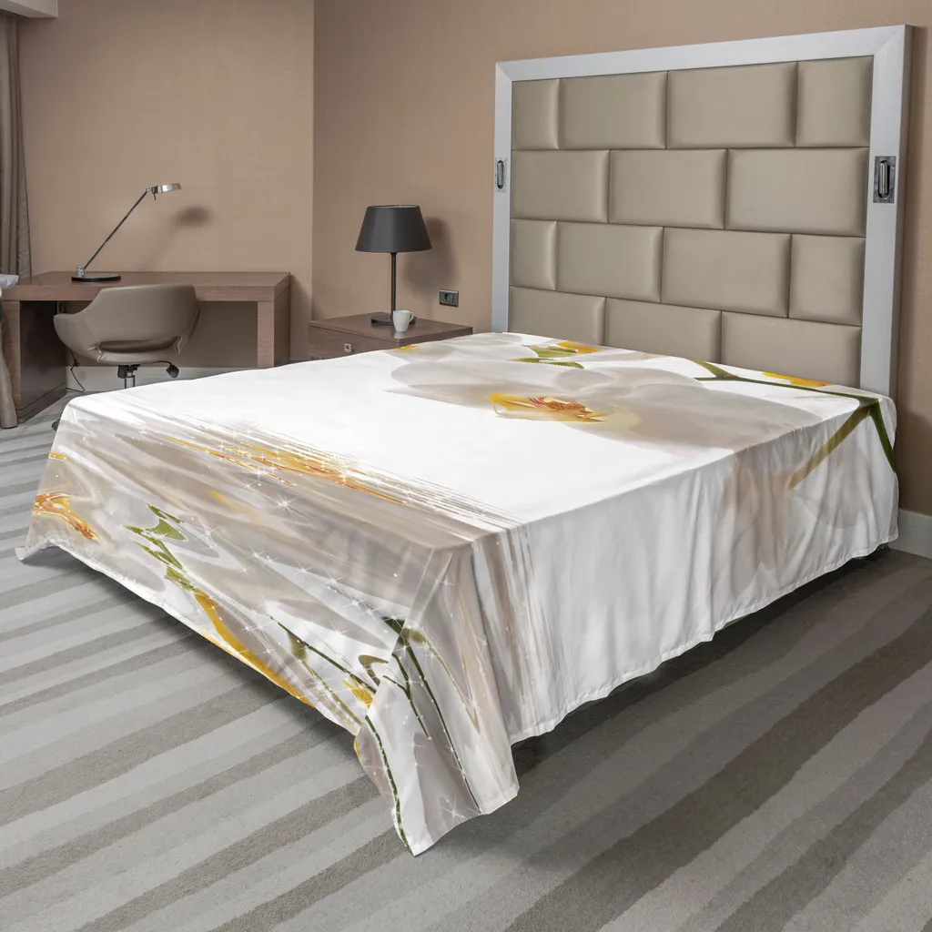 Drap de lit romantique ABAKUHAUS en tissu doux aux motifs d'orchidées