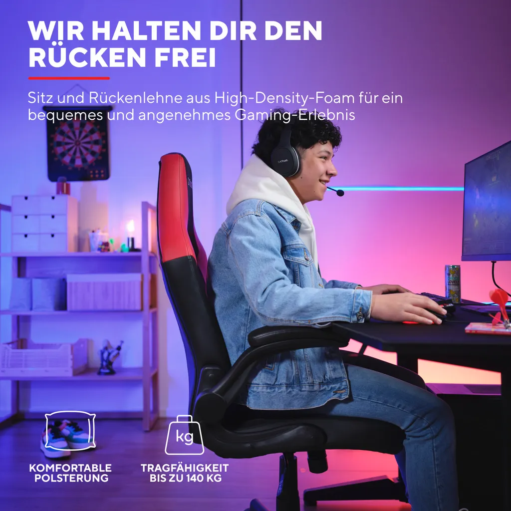 Chaise de jeu pour PC et Console Trust GXT 703R RIYE - Confort et Setup - 15
