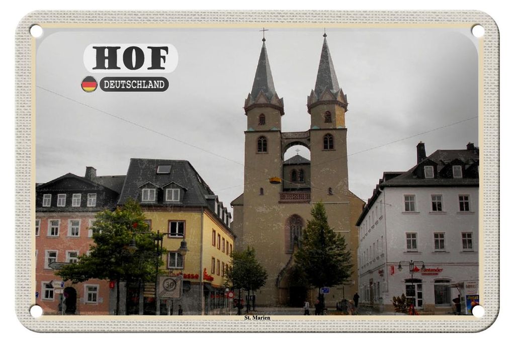 Blechschild Städte Hof St. Martin Architektur Deko 18x12cm Schild