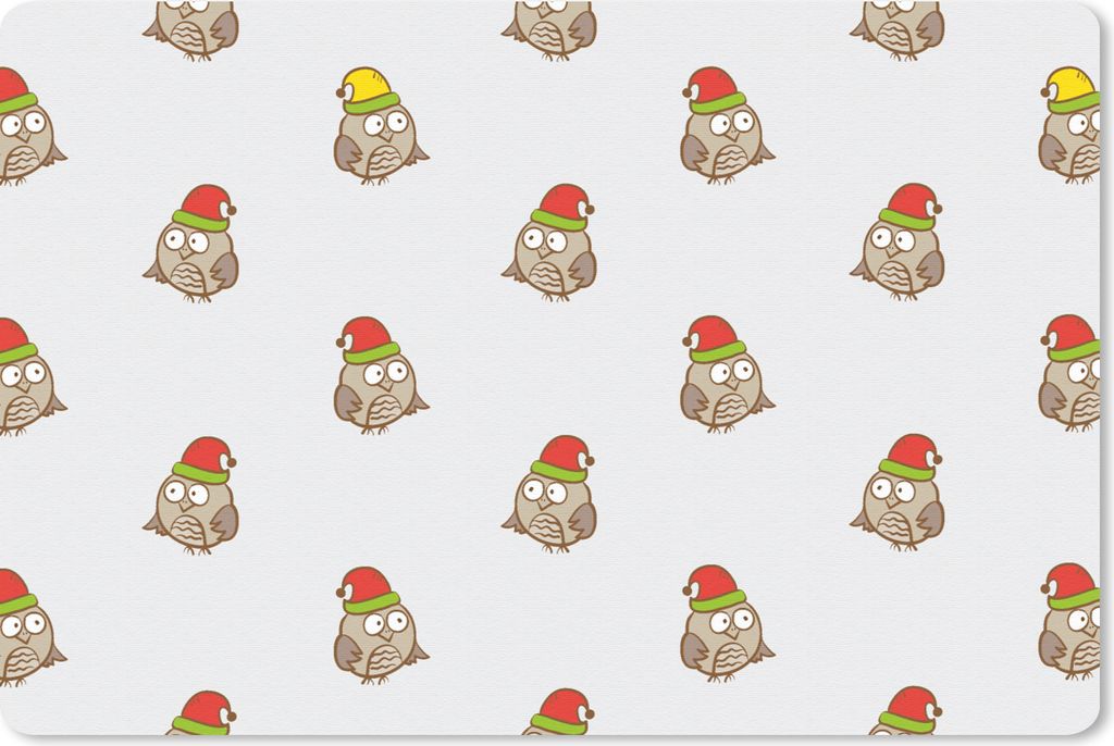 MuchoWow Mauspad Mousepad Eule - Weihnachtsmannmütze - Cartoon - Kind - Design 27x18 cm - Mousepads - Maus Mat - Pad - Mausunterlage - Büroarti...