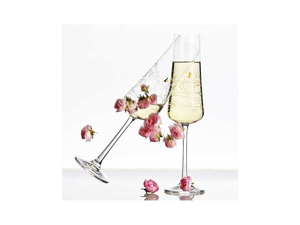 Sektgläser Champagnergläser Grown over with happenies 210 ml 2er Set Kristallglas Bohemia Crystalex