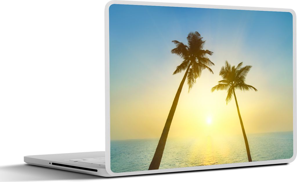 MuchoWow Laptop Aufkleber Sticker Cover Strand - Sonnenuntergang - Palmen 30x22 cm - Laptop-Sticker
