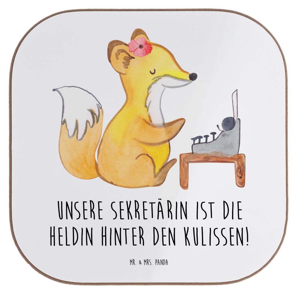 Mr. & Mrs. Panda Tischuntersetzer Sekretärin Heldin - Weiß - Geschenk, Danke sagen im Büro, hinter den Kulissen, Tassenuntersetzer, gläserunter...