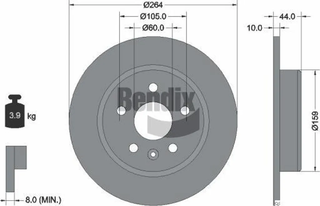 Bendix BDS1475 Disque de frein haute résistance pour Opel Astra K 1.6