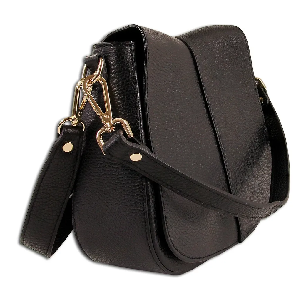 Toscanto OTTM104SS Sac en cuir noir : Sac à bandoulière chic et durable