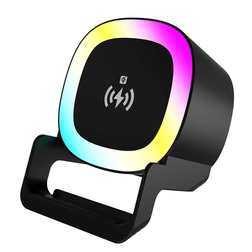 5-in-1 Bluetooth Lautsprecher, Touch Nachtlicht & 15W Wireless Ladegerät, dimmbares LED Licht, Qi Charger, für Jungen, Mädchen & Teenager