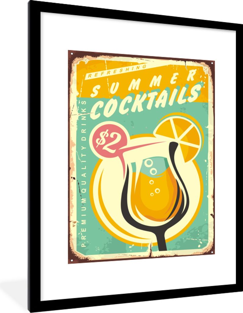 MuchoWow® MuchoWow® Gerahmtes Poster Cocktail - Vintage - Produktbild 