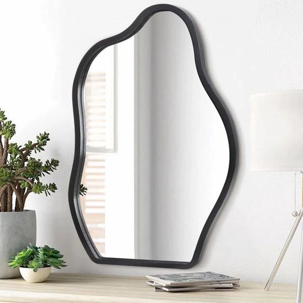 Miroir mural asymétrique bleu clair bois : fini les murs ternes et sombres