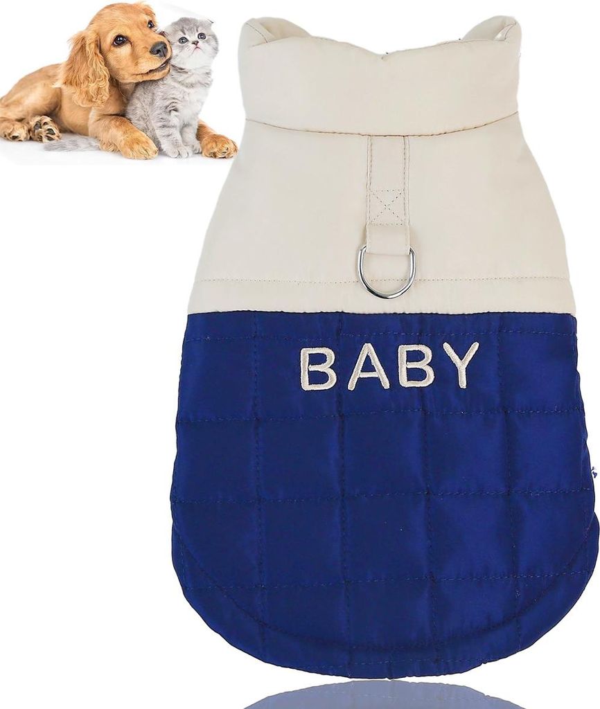 Winddichter Wintermantel für Hunde, Hundejacke, warme Hundeweste, Haustierbekleidung für kaltes Wetter (blau)