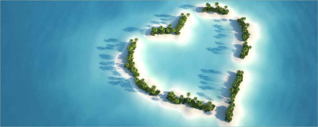 Wallario selbstklebendes Poster - Insel mit Herz, Größe: 50 x 125 cm