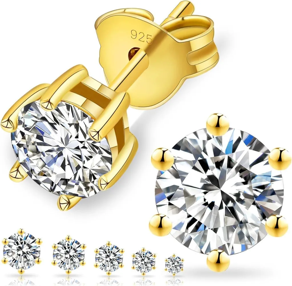 Puces d'oreilles en Moissanite et Argent 925 serti 6 griffes 1,6ct