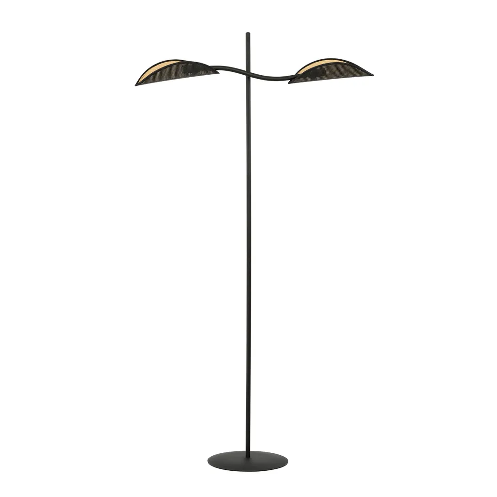 Lampadaire Design 2 Lumières LOTUS LP2 Finition Noir/Or Emibig 1106/LP2