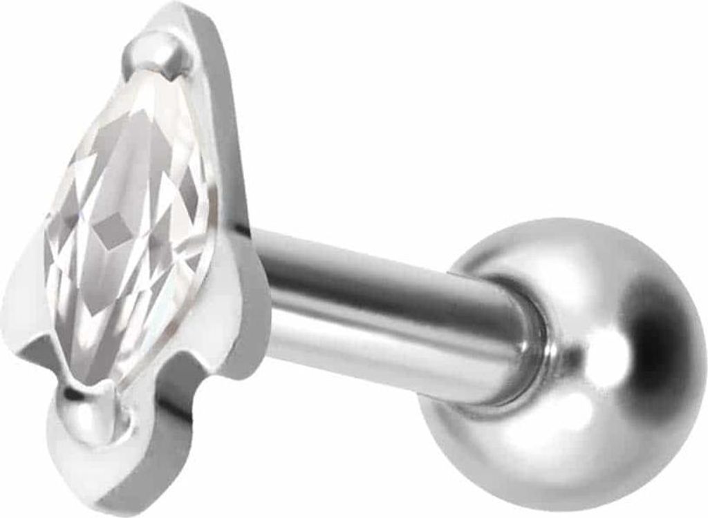 Ohrpiercing Titan Ohrpiercing mit Innengewinde KRISTALLRAKETE Silber Stablänge: 8mm