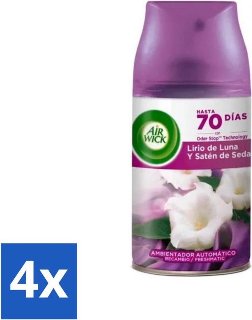 Air Wick - Lufterfrischer Nachfüller - Mondlilie - Automatisches Spray - 250 ml - Vorteilspack - 4 Stücke