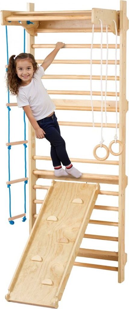 5-in-1 Schwedische Kletterwand aus Holz - Indoor Spielplatz - Sicheres Klettern - Koordinationsverbesserung - Spaßiges Fitnessgerät