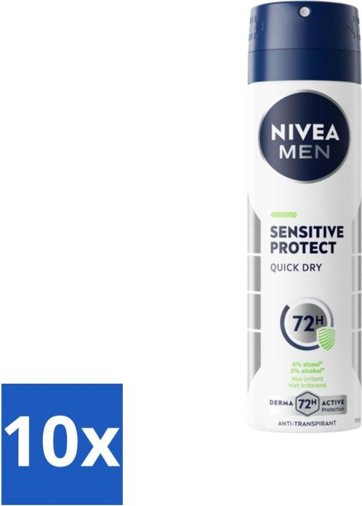 NIVEA MEN - Deodorant Spray - Sensitive Protect - 150 ml - Vorteilspack - 10 Stücke