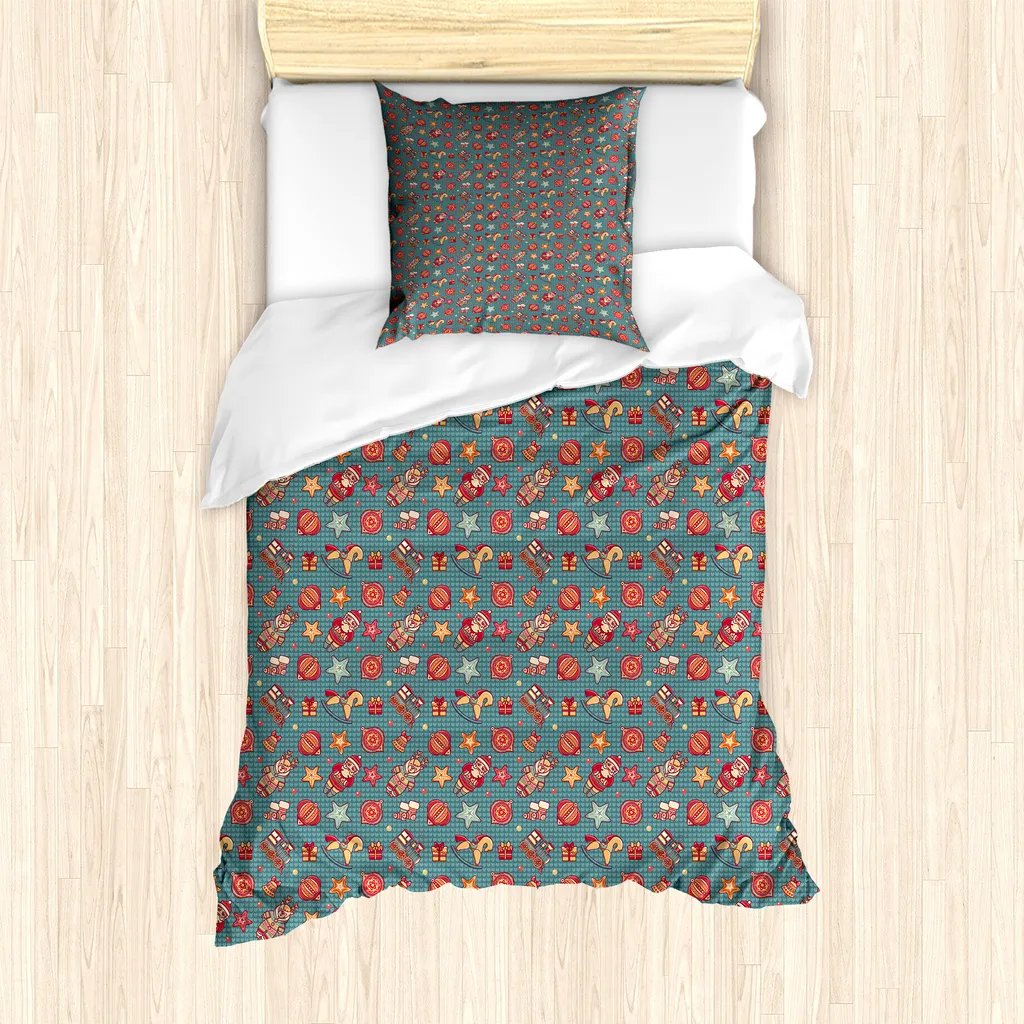 Set copripiumino ABAKUHAUS per letti singoli, tema natalizio, antiacaro, adatto a chi soffre di allergie, con federa, 135 cm x 200 cm - 80 x 80 cm, multicolore