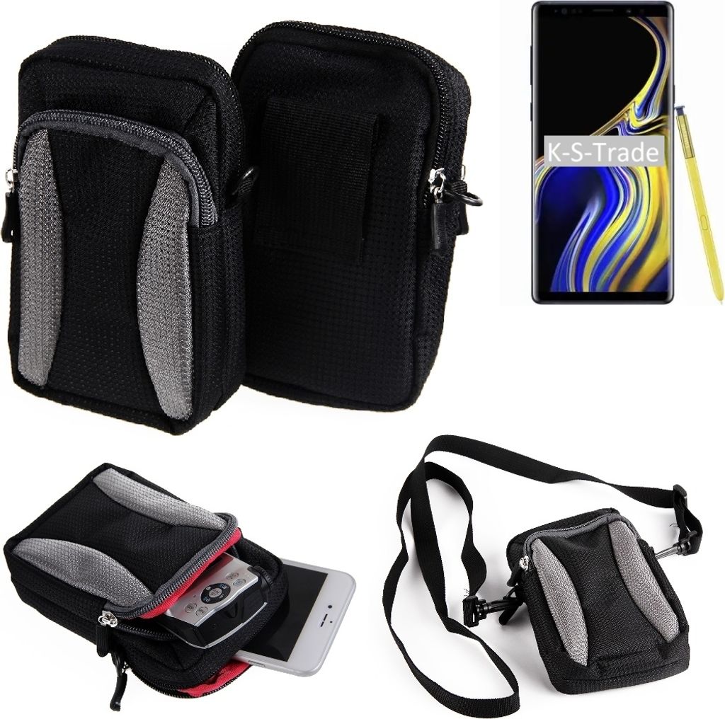 K-S-Trade Schutz-Hülle kompatibel mit Samsung Galaxy Note 9 Handy Gürteltasche Umhängetasche mit Zusatzfach schwarz