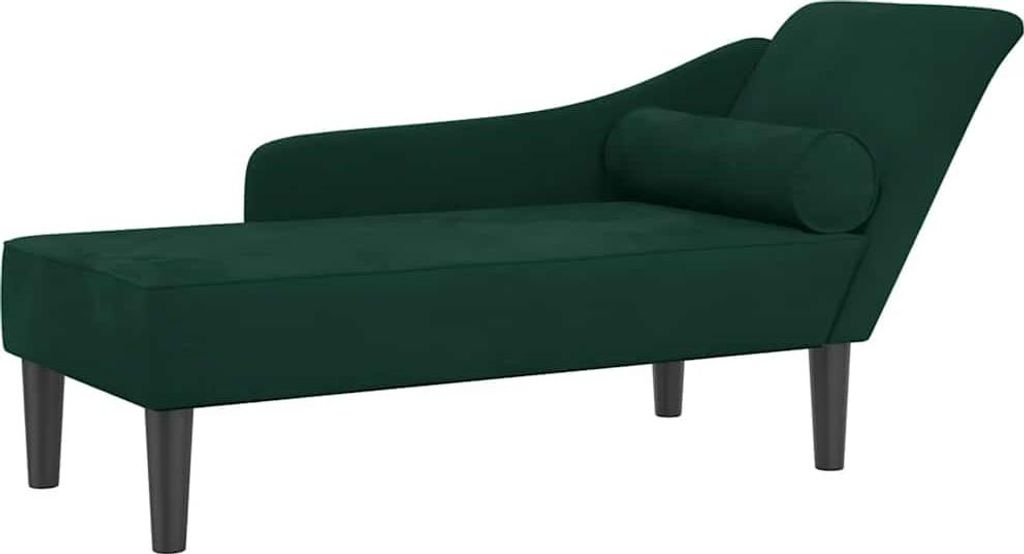 vidaXL Chaise longue avec coussin vert foncé velours Image du produit 