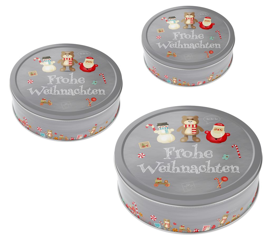 Heimtexland Set Di 3 Contenitori Per Biscotti In Metallo - Albero A Sfera - Lattine Impilabili Ermetiche Per Alimenti - Regalo Natale Sostenibile (19/16,5/13,5 Cm) - 3