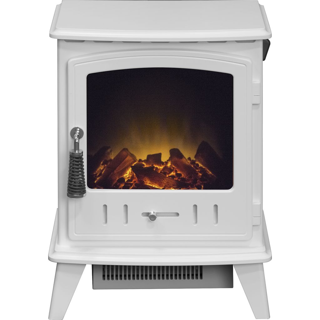Adam Aviemore Elektrokamin in Weiß, elektrische Heizgeräte für Wohnzimmer und Innenräume, Elektrokamin mit LED-Flammen, Heizleistung 0,9–1,8 kW