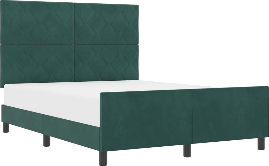 Boxspringbett mit Kopfteil Dunkelgrün 140 x 200 cm Samt