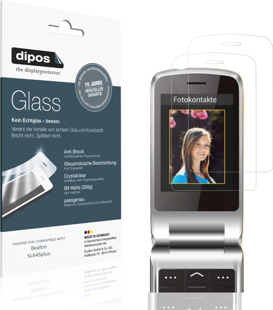 2x Schutzfolie für Beafon SL645plus - Anti-Shock 9H Folie dipos Glass Kunststoffglas