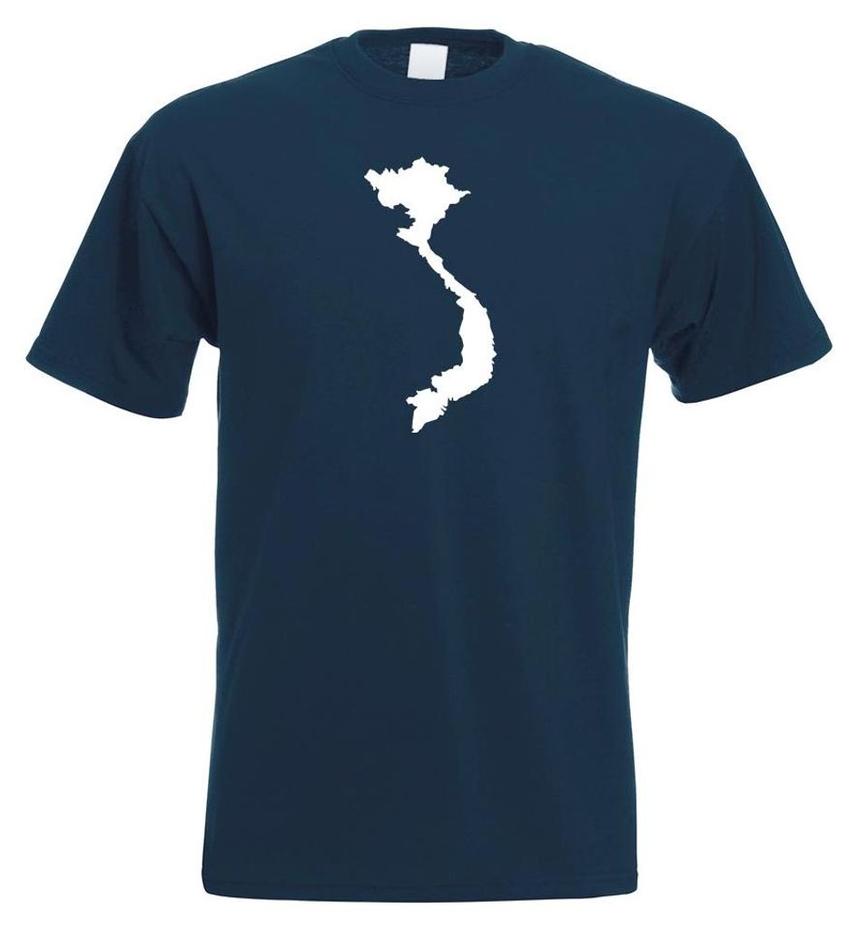 Kiwistar - T-Shirt - Navy - Vietnam Umriss Kontur Herren Funshirt Bedruckt Design Sprüche Spruch Motive - mit Motiv Bedruckt - Funshirt Design - S...
