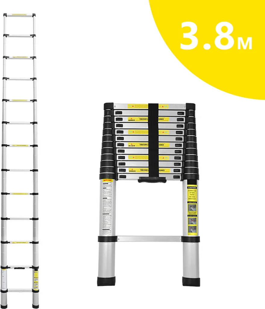 Échelle Télescopique 3,8m en Aluminium Stable pour Gagner de l'Espace