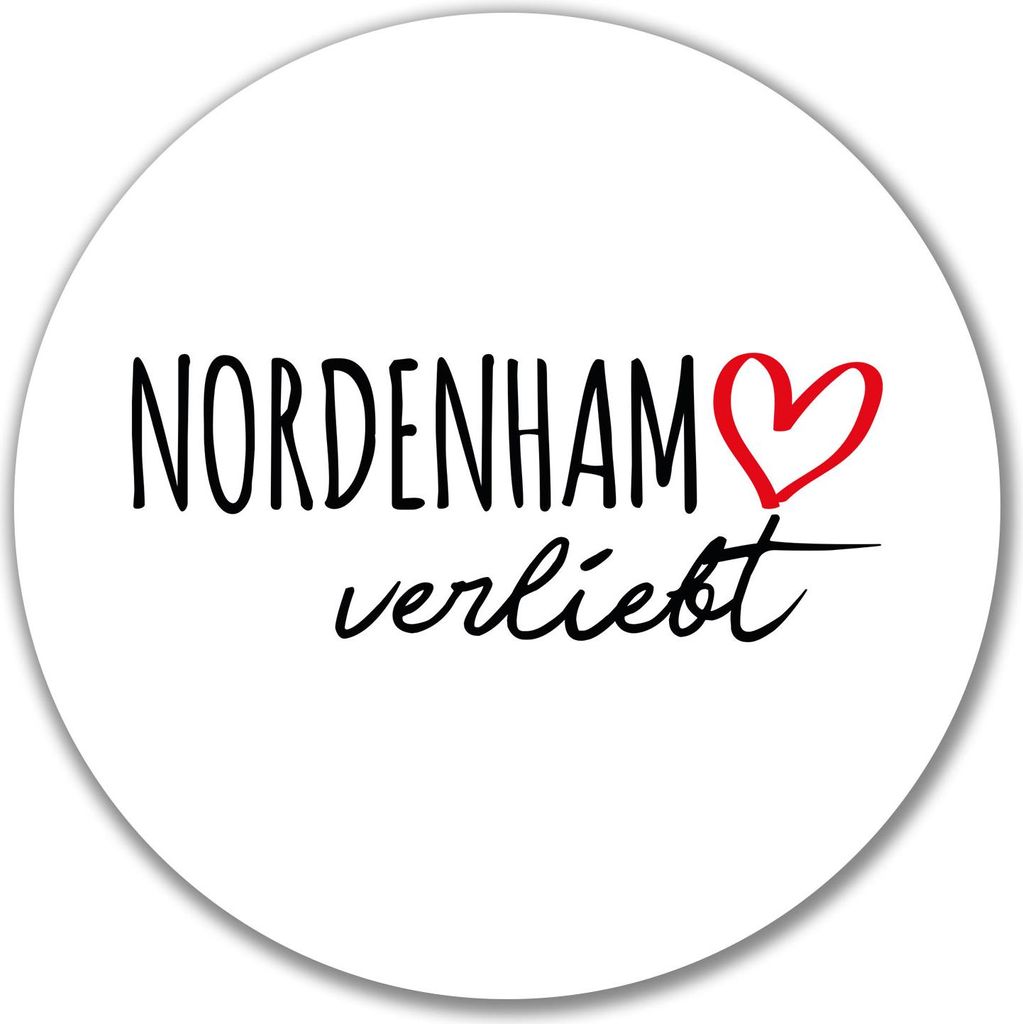 Huuraa Aufkleber Nordenham verliebt 10cm rund Sticker Geschenkidee
