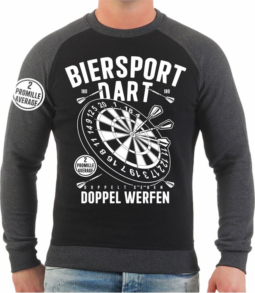 Herren Sweatshirt DART Biersport DOPPEL WERFEN mit 2 Promille Average