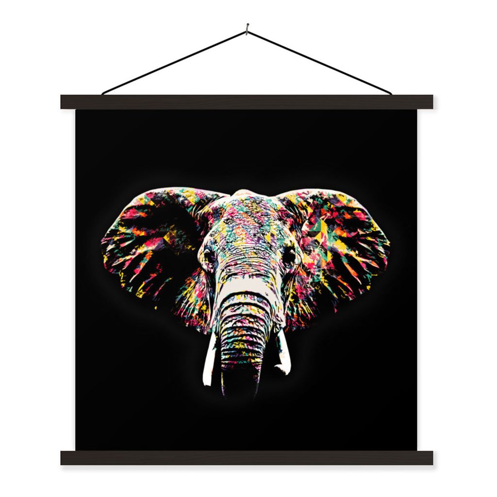 MuchoWow Textilposter Elefant - Tiere - Farben 40x40 cm mit schwarzem Rahmen - Fotos