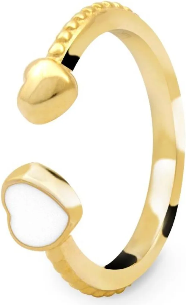 Anello Aperto Placcato Oro con Cuori AGG472-G - Gioiello Regolabile