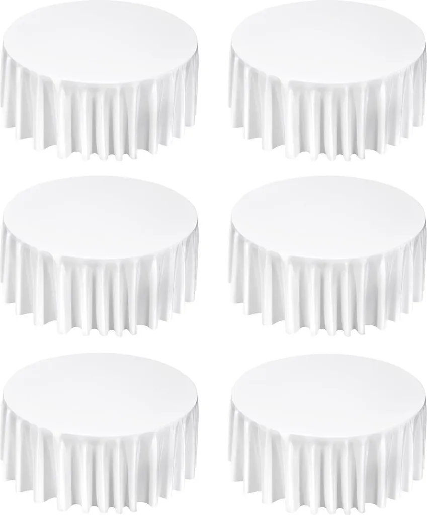 Nappes Rondes Infroissables 335 cm Blanches - Lavables - Set de 6 - 10