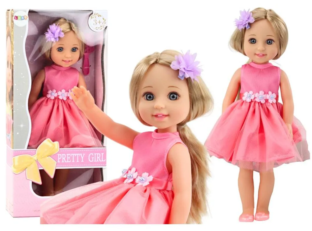 Poupée mannequin à coiffer avec robe de princesse rose et sa brosse