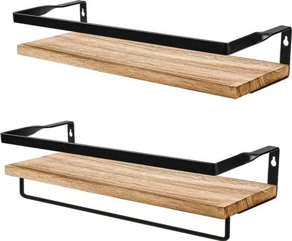 Étagère Suspendue pour Salon et Chambre en Bois Marron 40 cm - Lot x2