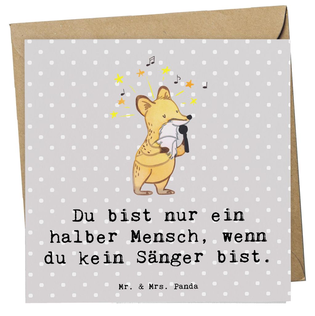 Mr. & Mrs. Panda Grußkarte Sänger Herz - Grau Pastell - Geschenk, faltkarte, Klappkarte, doppelkarte, Glückwunschkarte, anlasskarte