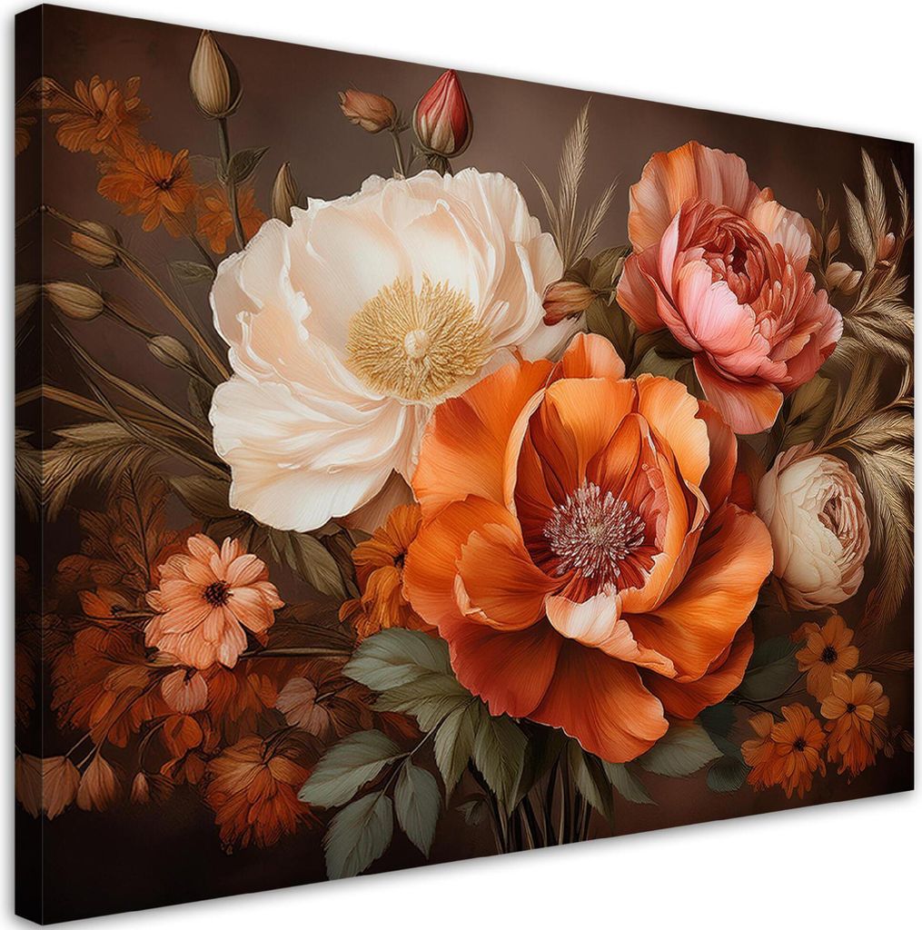 Leinwandbild Natur Botanik Blumen 60x40 Feeby Orange bild für die wand bereit zum aufhängen
