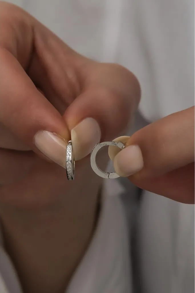 Créoles Argent Anti-ternissement 15mm - Zircone Brillante et Rhodiée