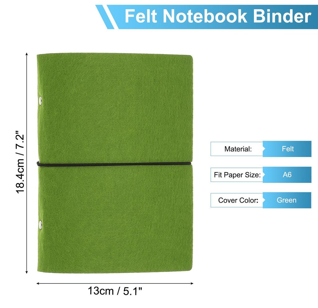 Ein A6-Notizbuch-Binder, 6-Ring-Filz-Loseblatt-Binder-Cover nachfš¹llbarer Rundring-Binder mit elastischem Band fš¹r Fš¹llerpapier Budget-Bin...