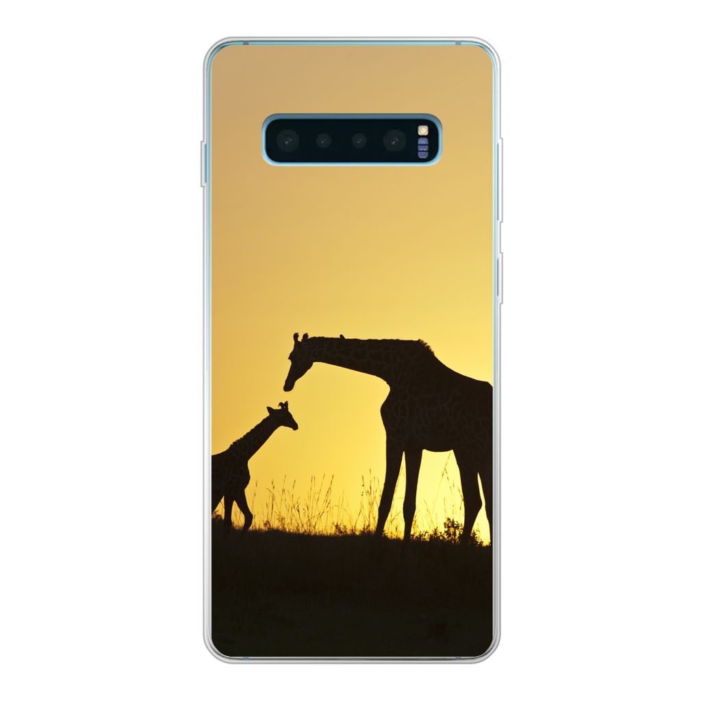 MuchoWow Handyhülle Schutzhülle Hülle für Samsung Galaxy S10 Lite Giraffe - Scherenschnitt - Kalb Silikon Softcase Handy Hülle - Schutz