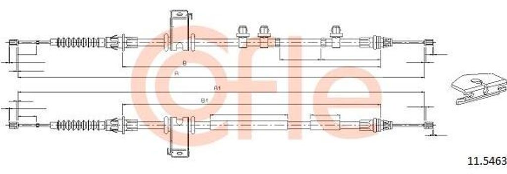 COFLE 11.5463 Seilzug, Handbremse OE 1513863 kompatibel mit Fiesta, B-Max