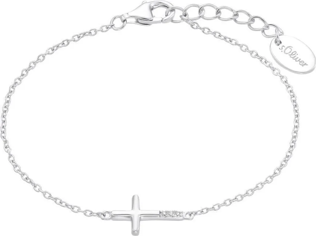 Bracelet croix s.Oliver argent 925 rhodié avec chaîne de rallonge