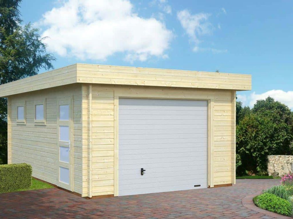 Einzelgarage Palmako Rasmus 19,0 m² mit Sektionaltor 360 x 550 cm natur