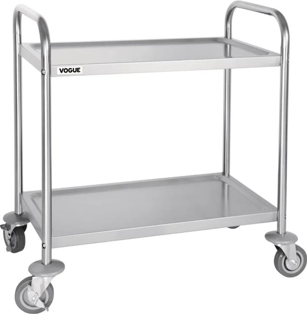 Chariot de rangement à deux niveaux Vogue petit modèle en inox robuste