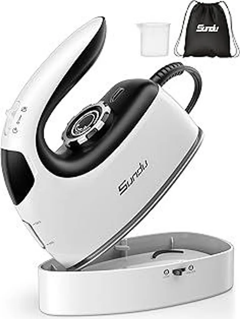 Ferro da stiro da viaggio Sundu, stiratore a vapore, ferro da stiro a vapore 2 in 1 da viaggio, 5 modalità di stiratura per diversi tipi di tessuto, potenza del vapore fino a 30 g/min, base bloccabile, regolazione intelligente della temperatura Iron