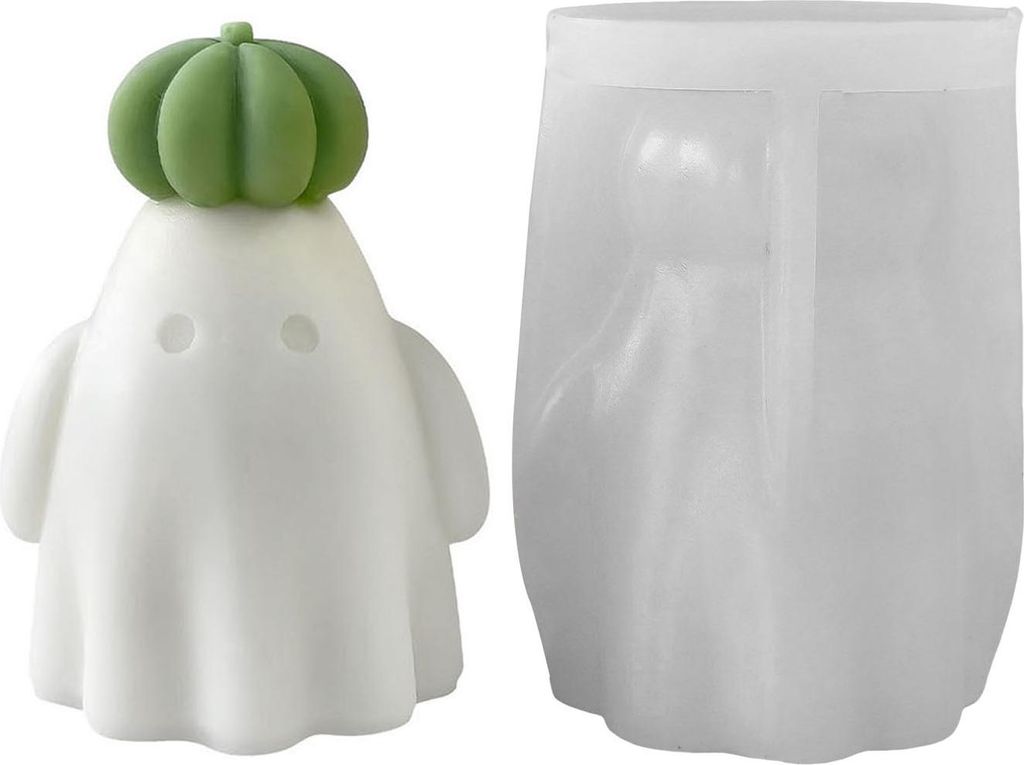 Halloween-Kerzenform, 3D-Geisterkürbis-Silikonform zum Gießen von Epoxidharz, Aromatherapie, Kerzenseifenherstellung, Halloween, Heimkunst, Baste...