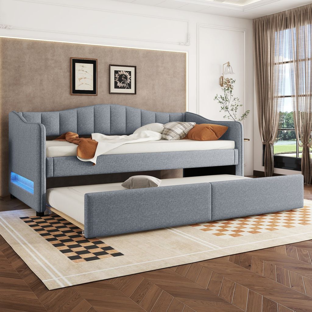 Flieks Polsterbett 90x200cm mit Ausziehbett, Schlafsofa Produktbild 3